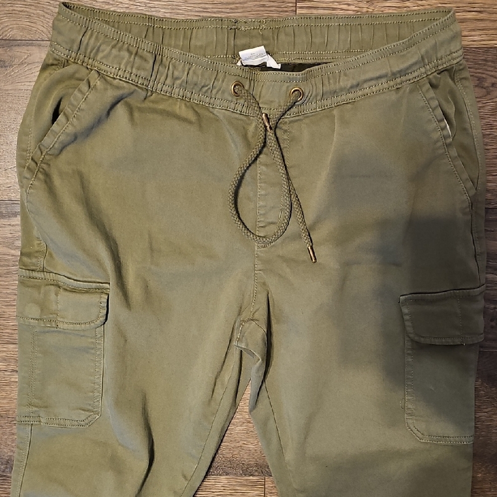 Natural Reflections Khaki Cargo Pants Size Medium Joggers Zipper Women